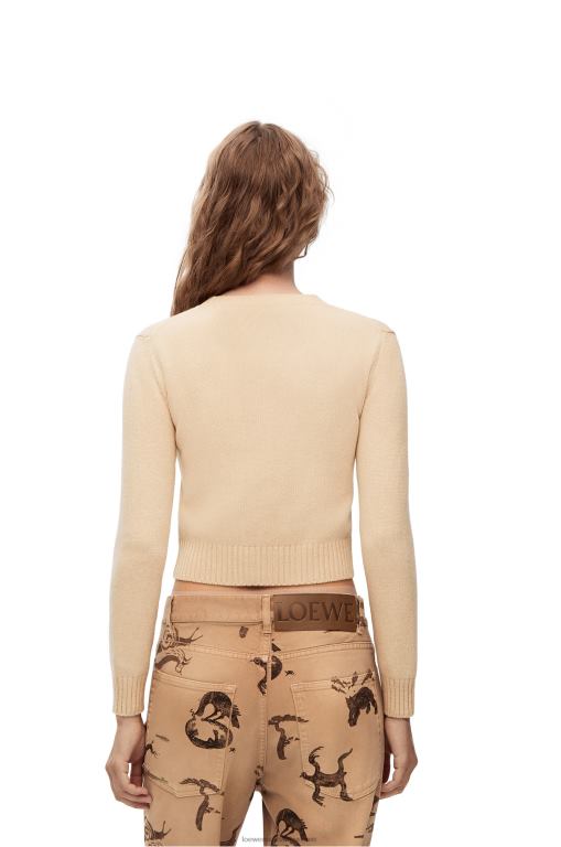 Loewe Women Deer cropped sweater in wool 206XF999 Ecru