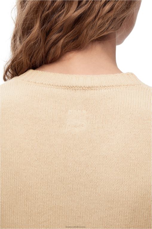 Loewe Women Deer cropped sweater in wool 206XF999 Ecru