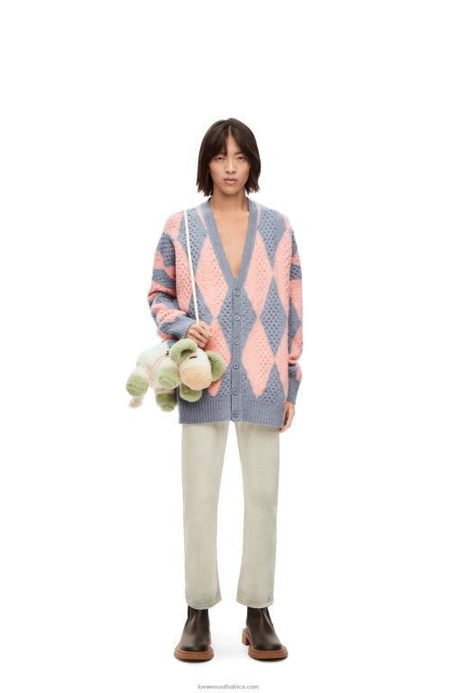 Loewe Women Diamonds cardigan in wool 206XF1028 Lys/Salmon
