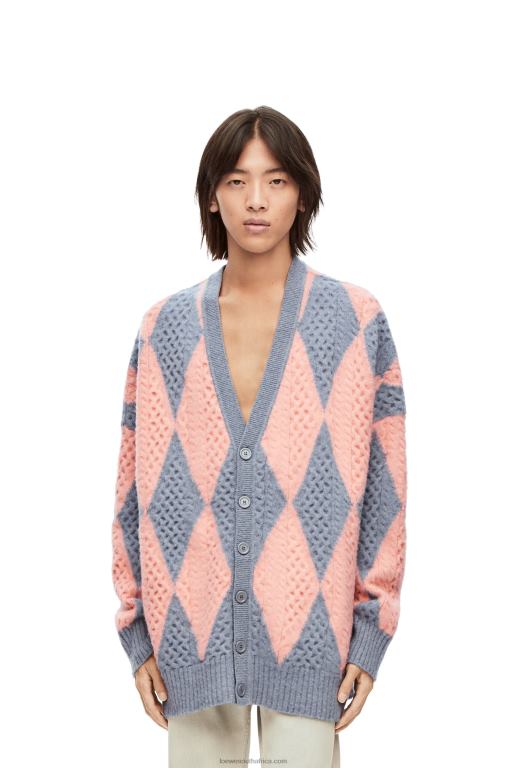 Loewe Women Diamonds cardigan in wool 206XF1028 Lys/Salmon