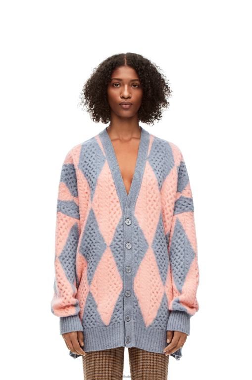 Loewe Women Diamonds cardigan in wool 206XF1028 Lys/Salmon