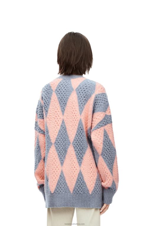 Loewe Women Diamonds cardigan in wool 206XF1028 Lys/Salmon