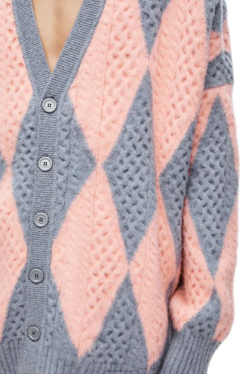 Loewe Women Diamonds cardigan in wool 206XF1028 Lys/Salmon