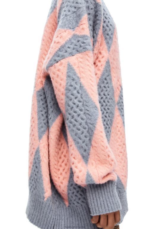 Loewe Women Diamonds cardigan in wool 206XF1028 Lys/Salmon