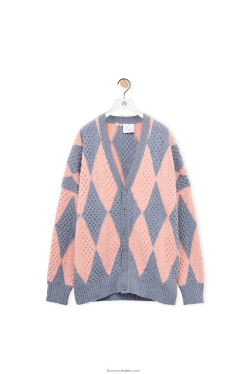 Loewe Women Diamonds cardigan in wool 206XF1028 Lys/Salmon