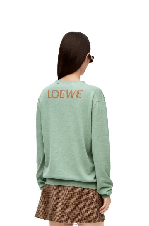 Loewe Women Heen cardigan in wool 206XF1027 Aniseed Green