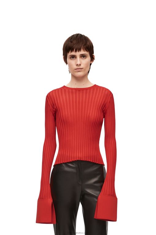 Loewe Women Long sleeve top in viscose 206XF848 Dark Orange