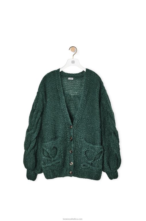 Loewe Women MOHAIR CARDIGAN In MOHAIR/POLYAMIDE 206XF1030 Forest Green