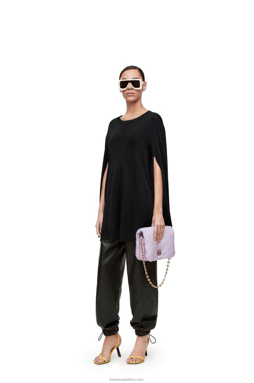 Loewe Women Open sleeve sweater in viscose knit 206XF955 Black