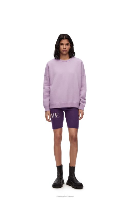 Loewe Women Oversize crew neck sweater in cashmere 206XF1000 Lavander