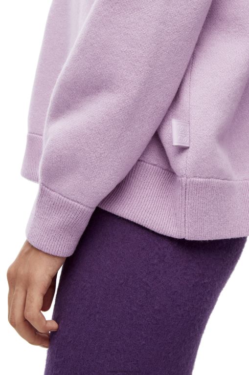 Loewe Women Oversize crew neck sweater in cashmere 206XF1000 Lavander