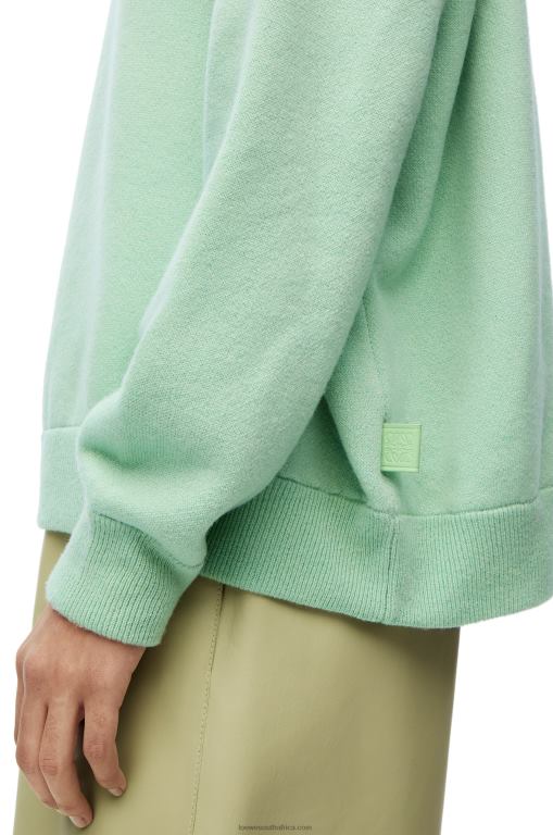 Loewe Women Oversize crew neck sweater in cashmere 206XF1001 Matcha Green