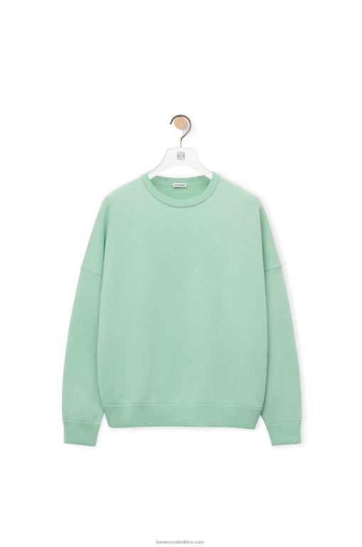 Loewe Women Oversize crew neck sweater in cashmere 206XF1001 Matcha Green