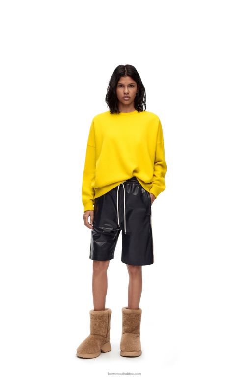 Loewe Women Oversize crew neck sweater in cashmere 206XF1002 Yellow Lemon