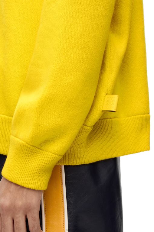 Loewe Women Oversize crew neck sweater in cashmere 206XF1002 Yellow Lemon