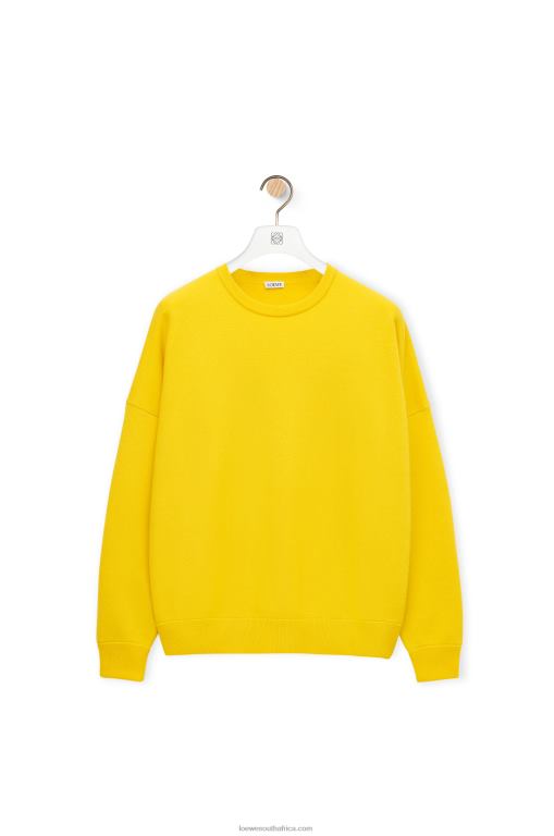 Loewe Women Oversize crew neck sweater in cashmere 206XF1002 Yellow Lemon
