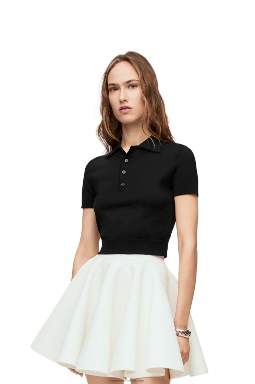 Loewe Women Polo sweater in silk 206XF956 Black