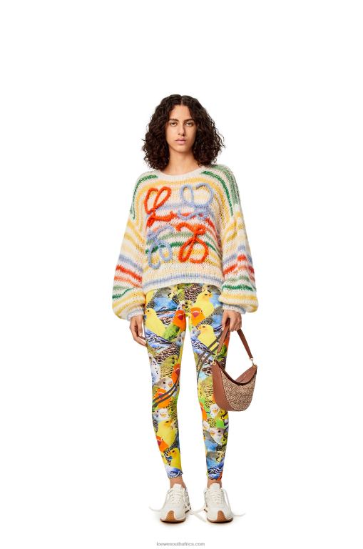 Loewe Women Stripe sweater in mohair 206XF1003 White/Multicolor