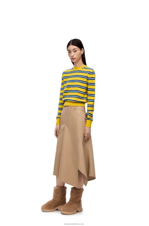 Loewe Women Stripe sweater in wool 206XF989 Yellow/Indigo Blue