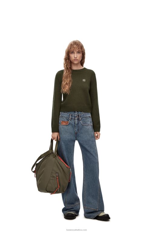 Loewe Women Sweater in wool 206XF979 Khaki Green