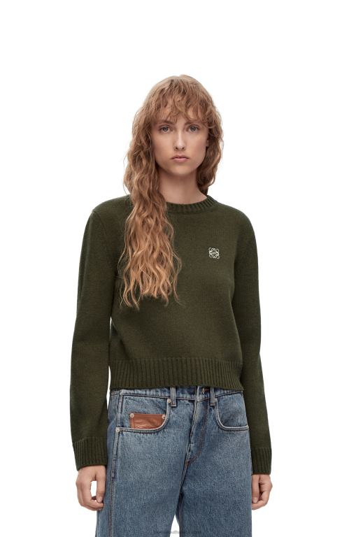 Loewe Women Sweater in wool 206XF979 Khaki Green