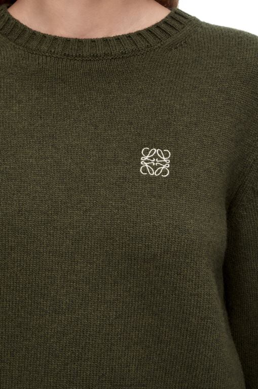 Loewe Women Sweater in wool 206XF979 Khaki Green