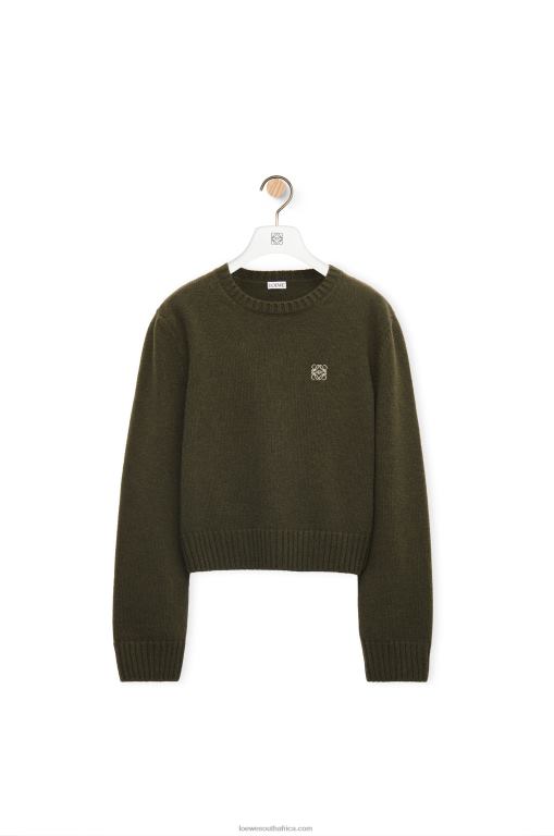 Loewe Women Sweater in wool 206XF979 Khaki Green