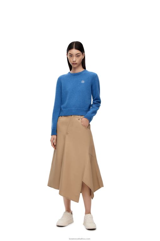 Loewe Women Sweater in wool 206XF981 Blue Denim
