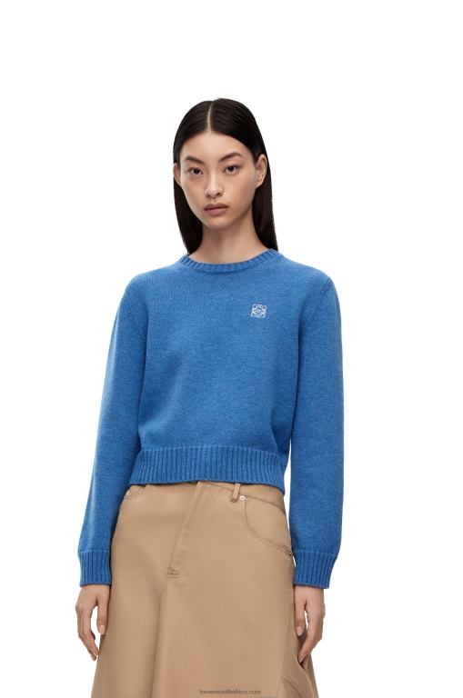Loewe Women Sweater in wool 206XF981 Blue Denim
