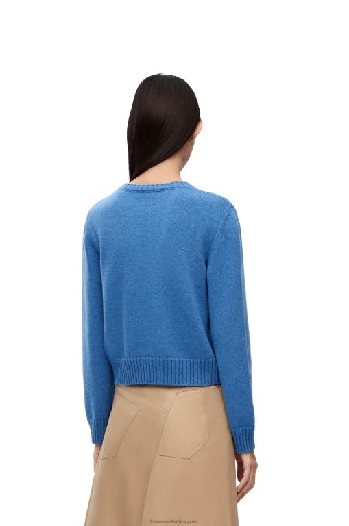 Loewe Women Sweater in wool 206XF981 Blue Denim