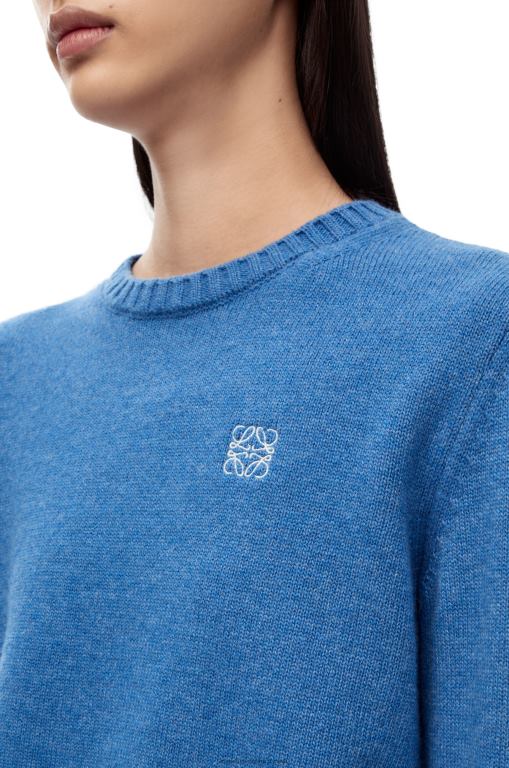 Loewe Women Sweater in wool 206XF981 Blue Denim