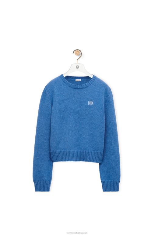 Loewe Women Sweater in wool 206XF981 Blue Denim