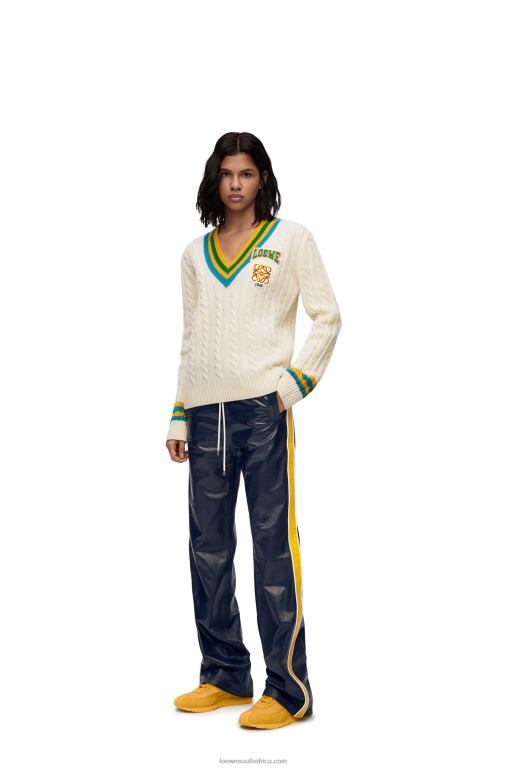 Loewe Women Varsity sweater in wool 206XF964 Soft White