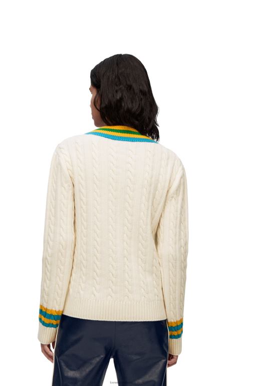 Loewe Women Varsity sweater in wool 206XF964 Soft White