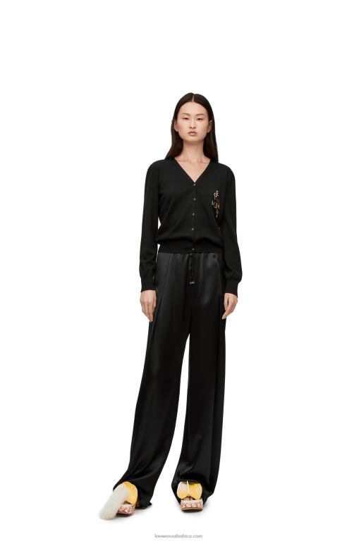 Loewe Women charm cardigan in wool 206XF960 Black