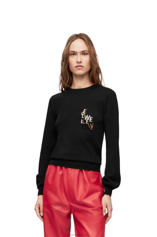 Loewe Women charm sweater in wool 206XF959 Black