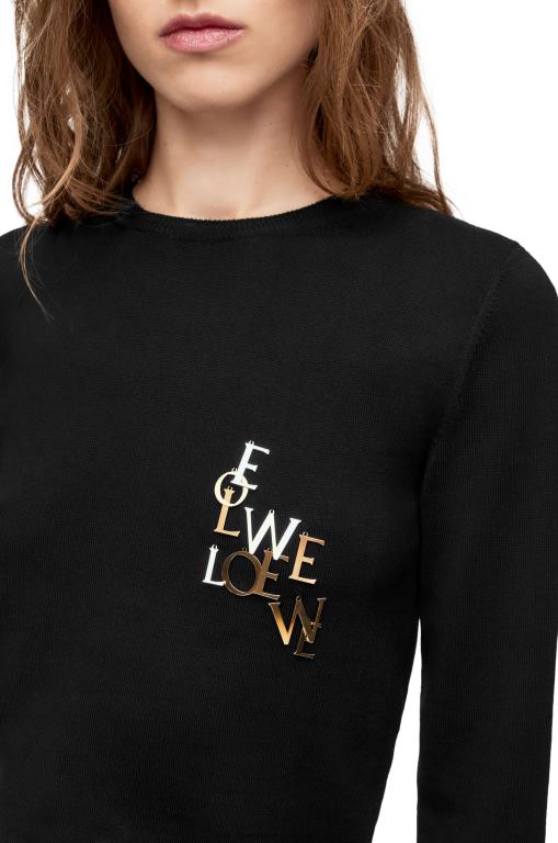Loewe Women charm sweater in wool 206XF959 Black
