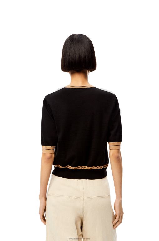 Loewe Women cropped sweater in wool 206XF1007 Black/Beige