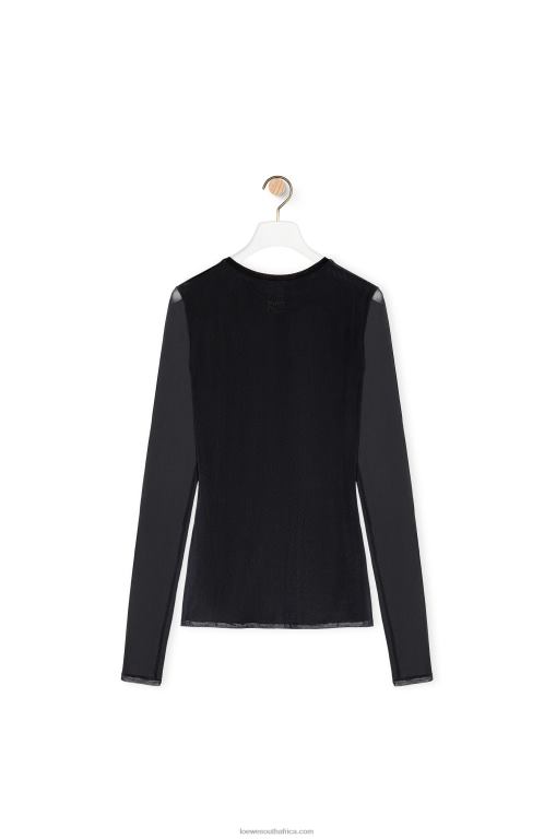 Loewe Women Anthurium top in semi sheer mesh 206XF882 Black/Red
