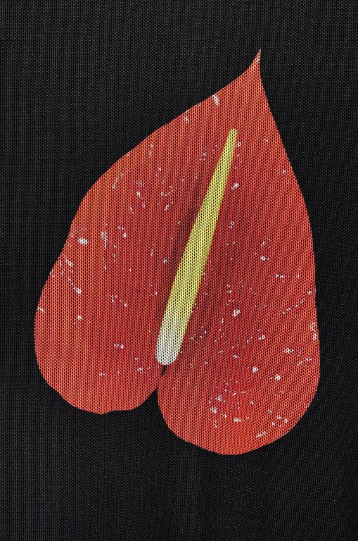 Loewe Women Anthurium top in semi sheer mesh 206XF882 Black/Red