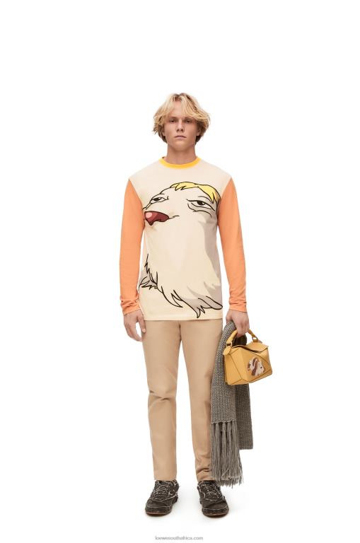 Loewe Women Heen long sleeve T-shirt in cotton 206XF836 Beige