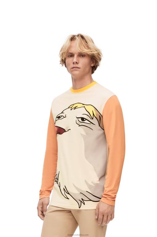 Loewe Women Heen long sleeve T-shirt in cotton 206XF836 Beige