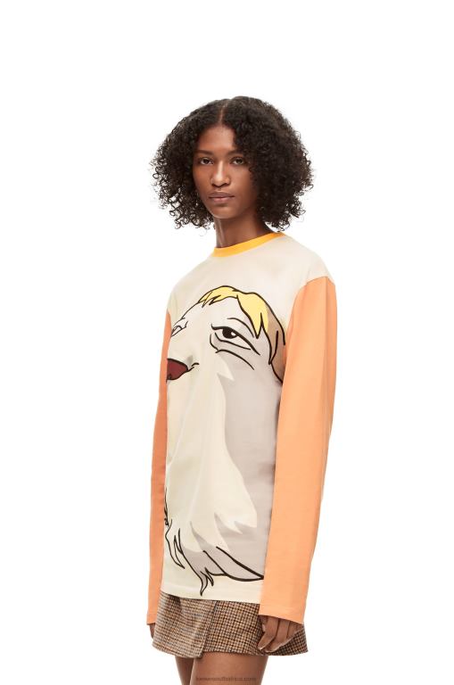 Loewe Women Heen long sleeve T-shirt in cotton 206XF836 Beige