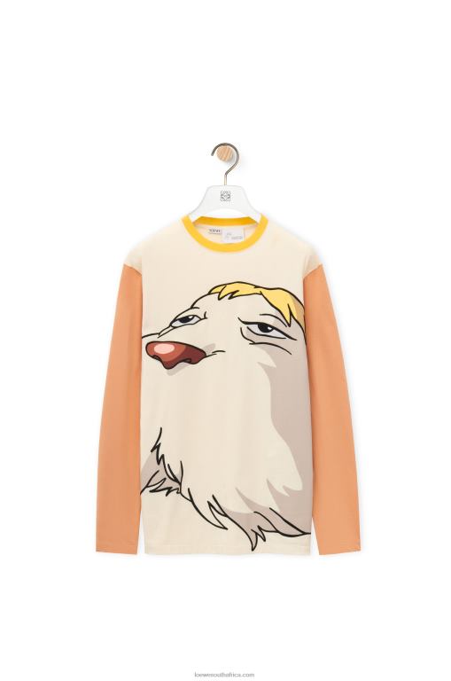 Loewe Women Heen long sleeve T-shirt in cotton 206XF836 Beige