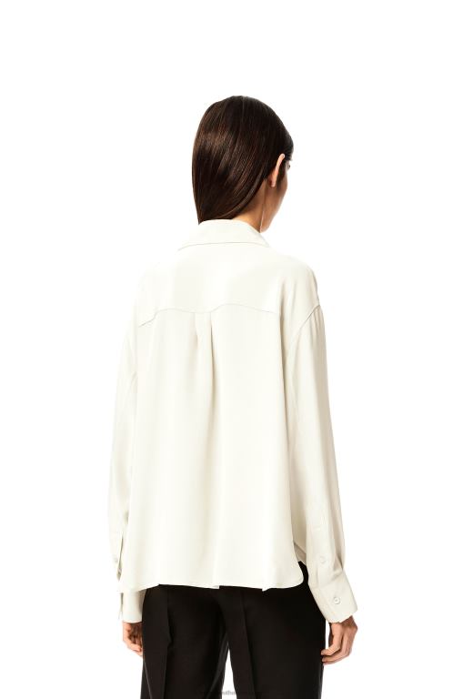 Loewe Women Anagram embroidered pyjama blouse in satin 206XF952 White