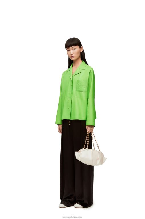 Loewe Women Anagram pyjama blouse in nappa 206XF884 Fluo Green