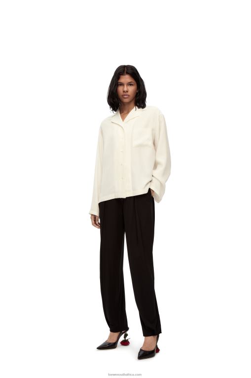 Loewe Women Anagram pyjama blouse in silk 206XF910 Ivory