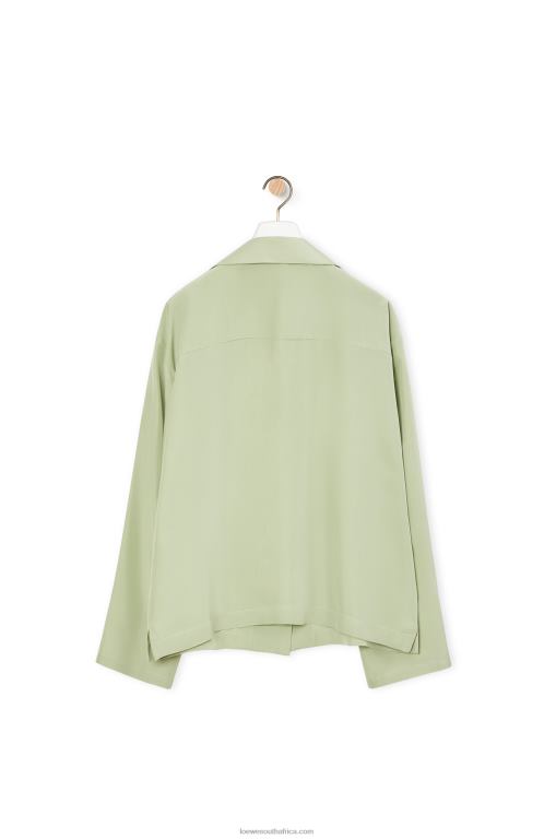 Loewe Women Anagram pyjama blouse in silk 206XF911 Pale Green