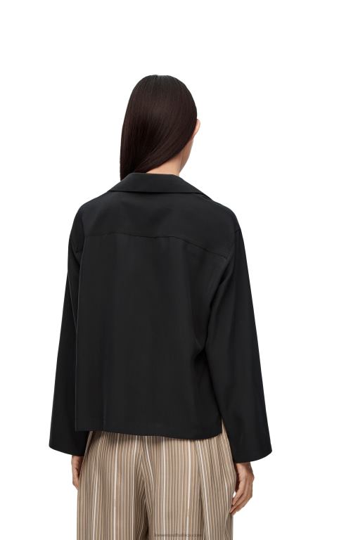 Loewe Women Anagram pyjama blouse in silk 206XF912 Black