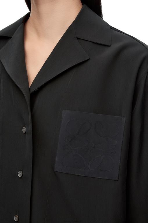 Loewe Women Anagram pyjama blouse in silk 206XF912 Black